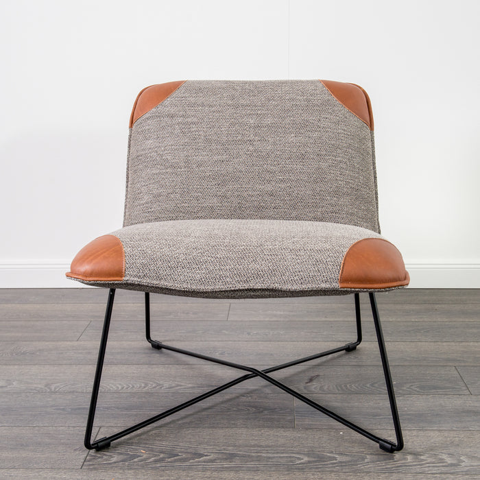 Danny Chair | Leather, Fabric Grey and cognac