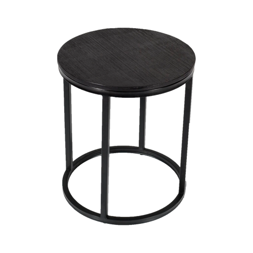 Geo round table, solid wood dark