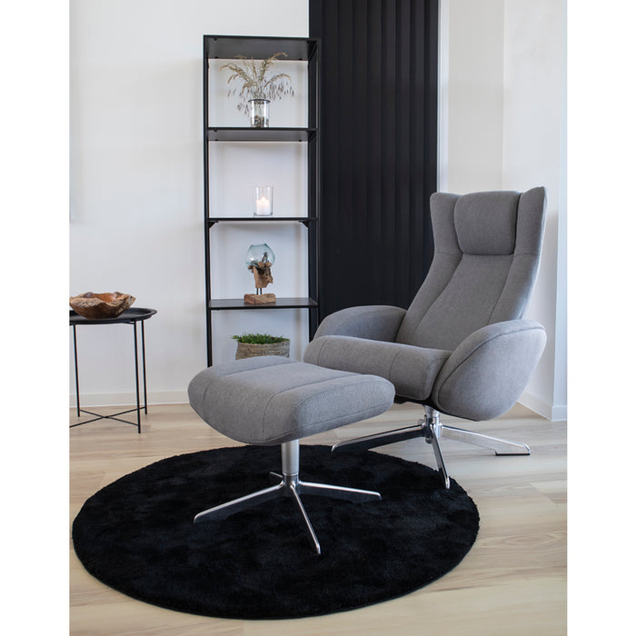 Riga lounge chair and foostool | Grey fabric