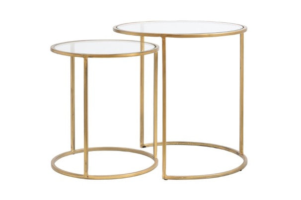 Side table duarte | Glass, golden
